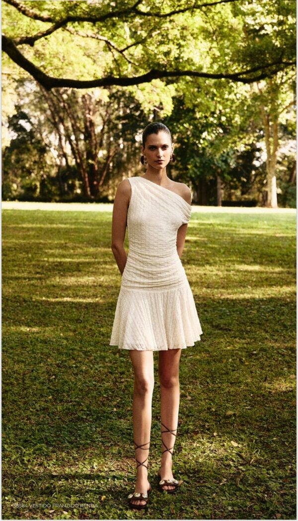 VESTIDO FRANZIDO RENDA - TAMIRES